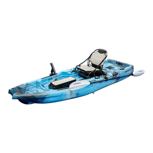 WIN.MAX "9' Modular Kayak" - Portable blue-gray kayak for fishing and leisure, including paddles and seat