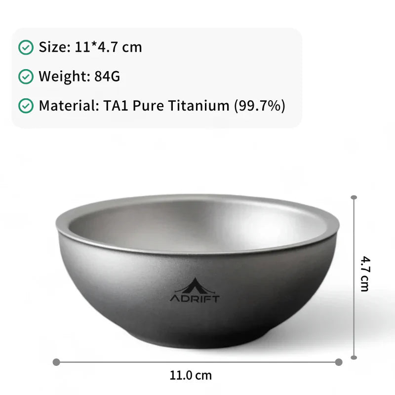 Ultralight Pure Titanium Double Layered Bowl