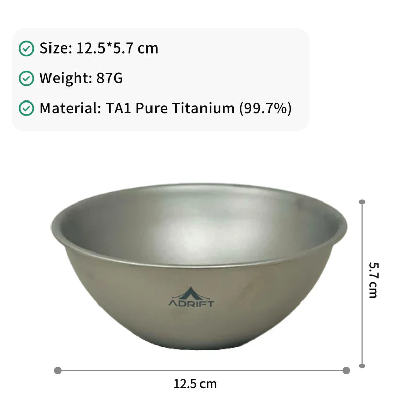 Ultralight Pure Titanium Double Layered Bowl