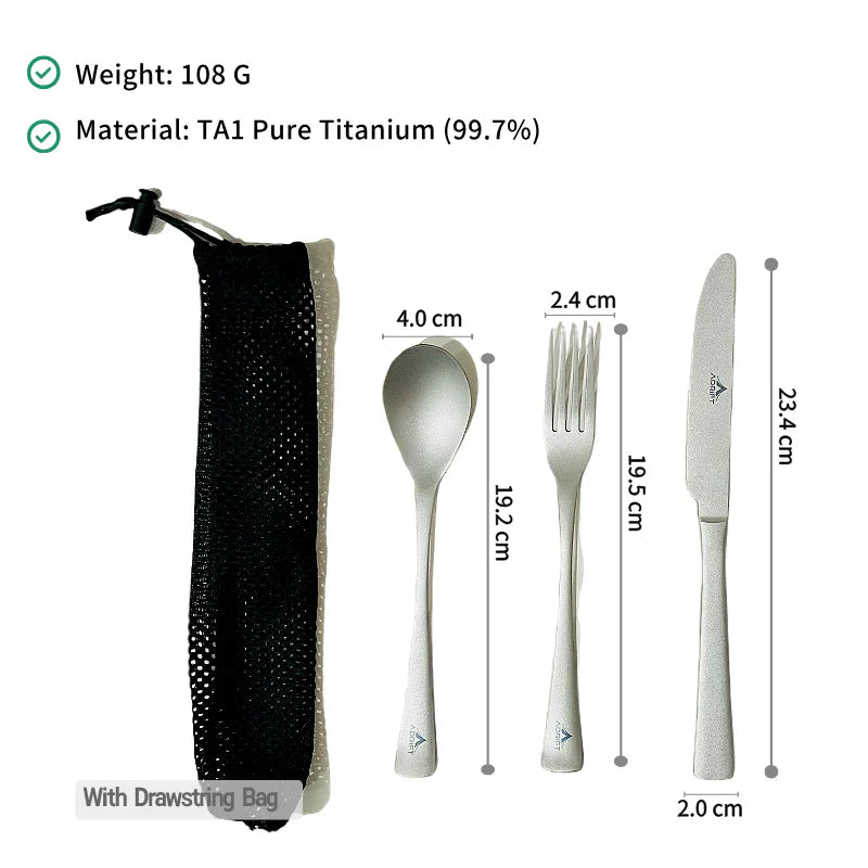 Ultralight Pure Titanium Alice Cutlery Set