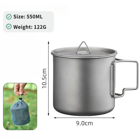 Ultralight Pure Titanium Mug with Lid