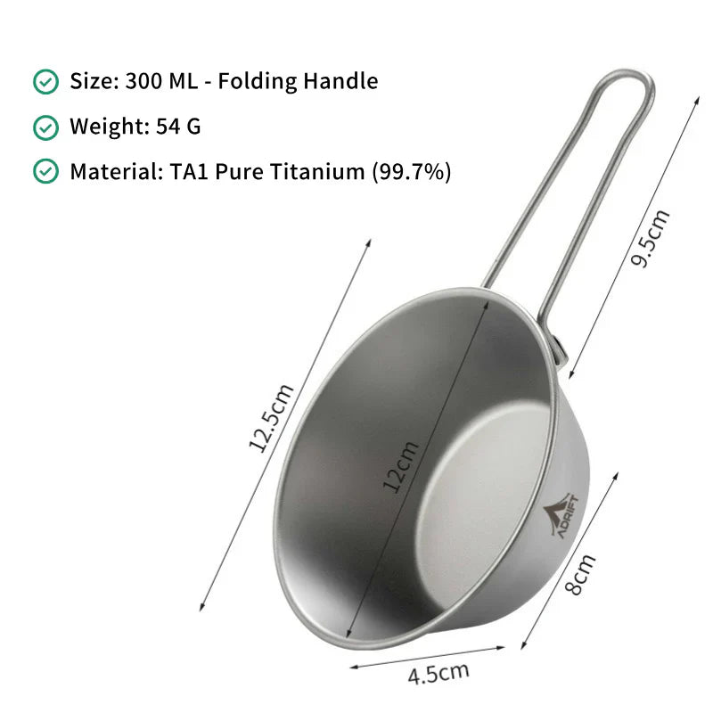 Ultralight Pure Titanium Bowl with Handle