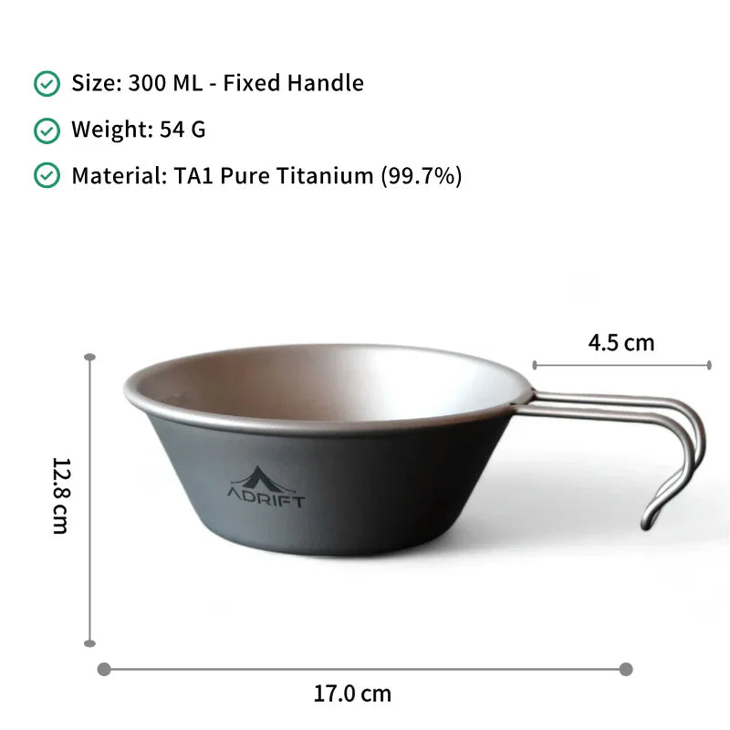 Ultralight Pure Titanium Bowl with Handle