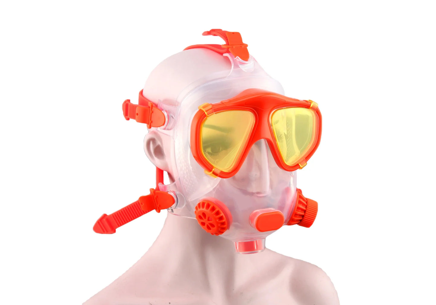Breathing Full Face Snorkel Mask Adjustable 180 Clear View Waterproof Tempered Glass Lenses Compatible SMACO Scuba Tanks