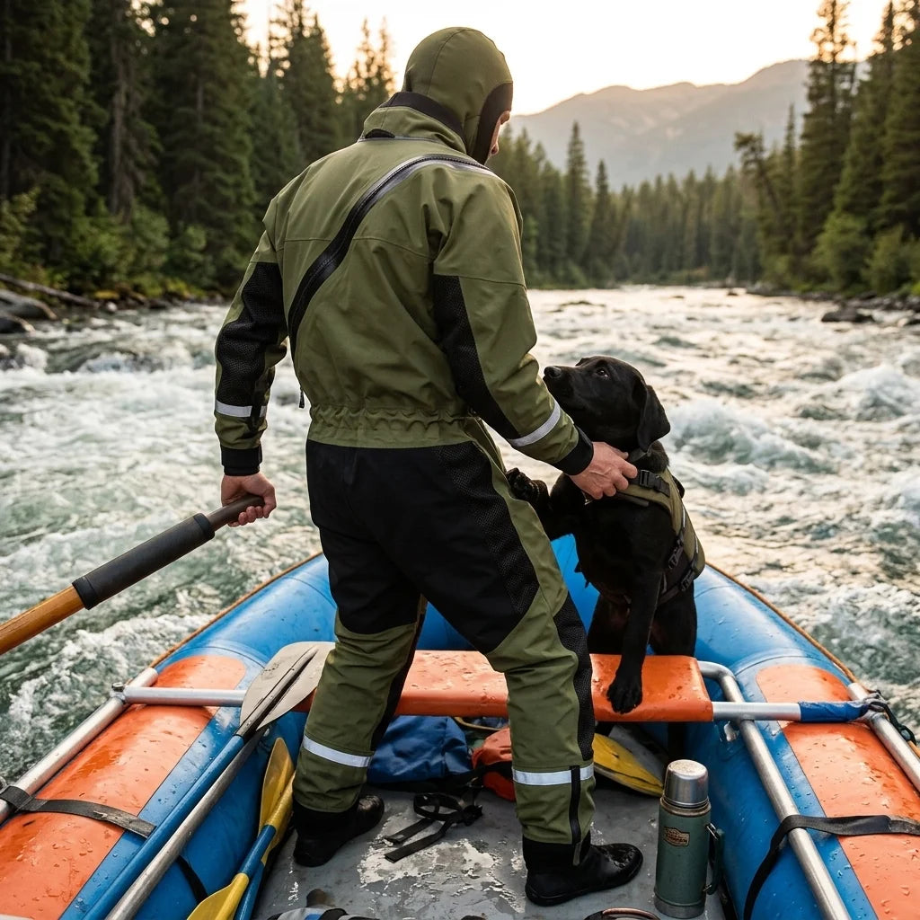 Fire & Rescue Drysuit Flame-Resistant, 3-Layer Waterproof Fabric for Dual-Purpose Water/Firefighter Protection