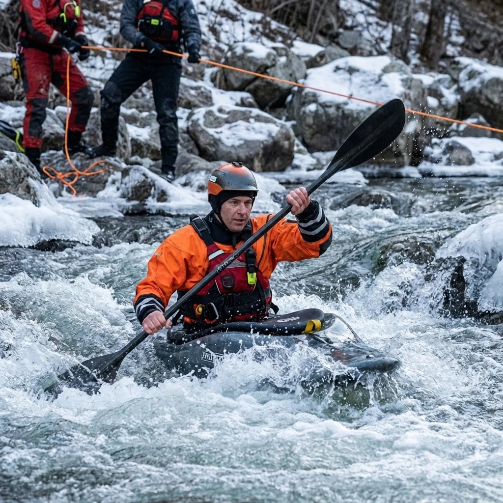 CE Certified Rescue Drysuit Front Lightweight Waterproof Kevlar-Knee Reinforced SI-TECH Seals Chest Zip Nylon Oxford