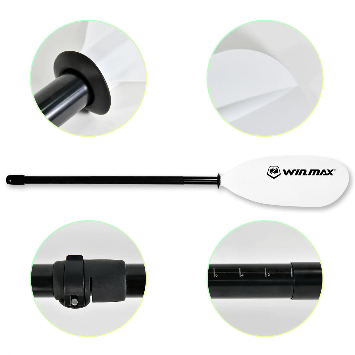 WIN.MAX Adults Adjustable White Fishing Kayak Paddle