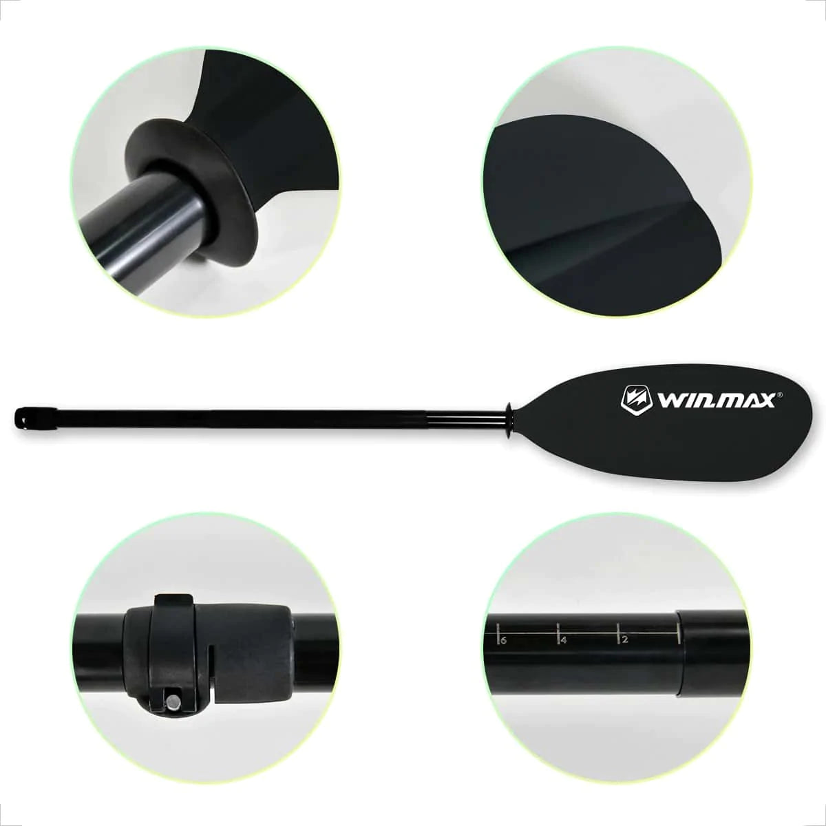 WIN.MAX Adults Adjustable Black Fishing Kayak Paddle