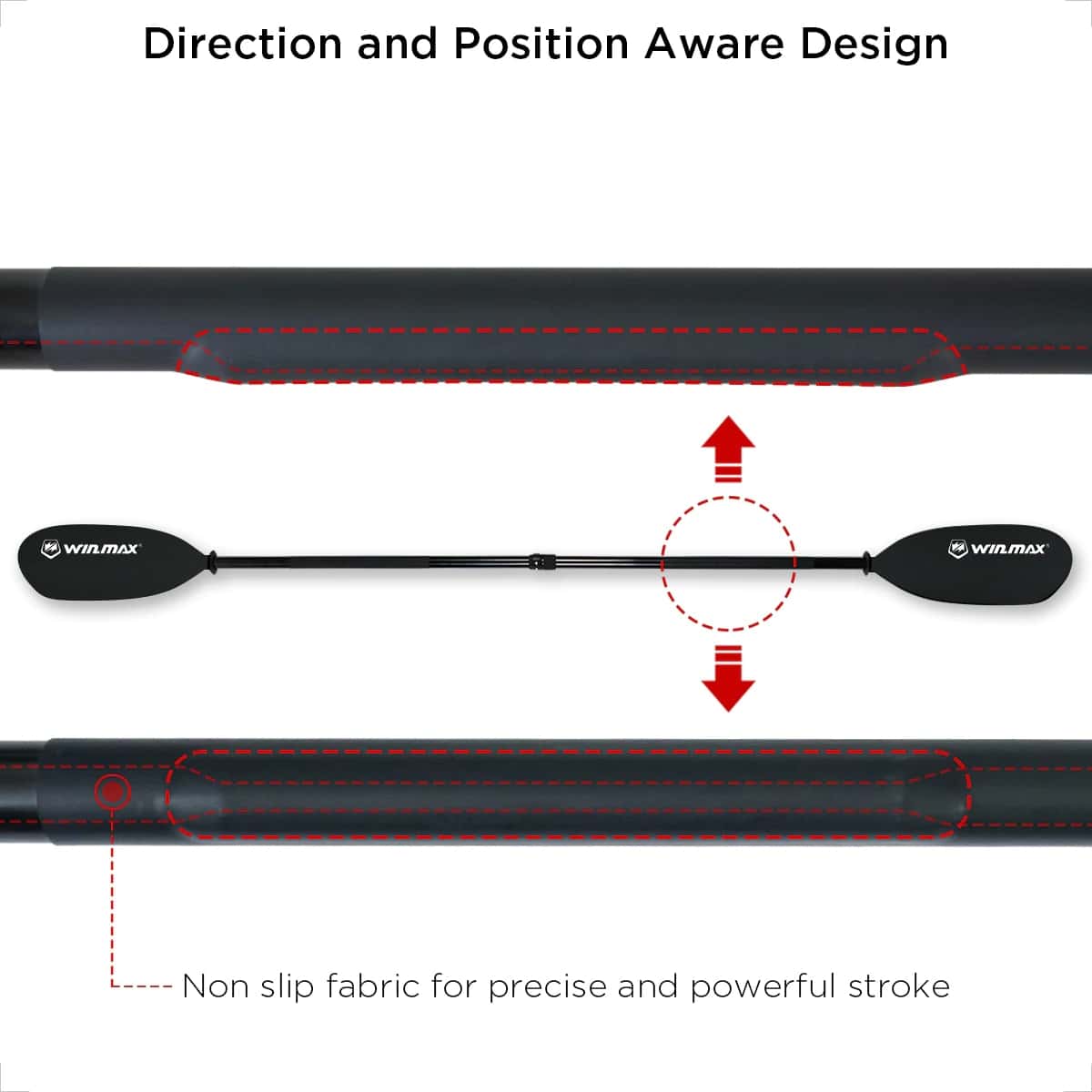 WIN.MAX Adults Adjustable Black Fishing Kayak Paddle