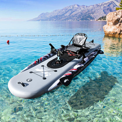 WIN.MAX Inflatable Fishing Kayak — 418 lb Capacity, Camouflage Single-Person Kayak with Adjustable Seat, Dual Rod Holders, Paddle & Complete Accessories