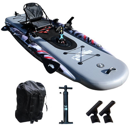 WIN.MAX Inflatable Fishing Kayak — 418 lb Capacity, Camouflage Single-Person Kayak with Adjustable Seat, Dual Rod Holders, Paddle & Complete Accessories