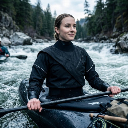 3.0 Ply Waterproof Breathable Chest Zip Drysuit with Latex Cuff Splash Collar for Kayaking Paddling
