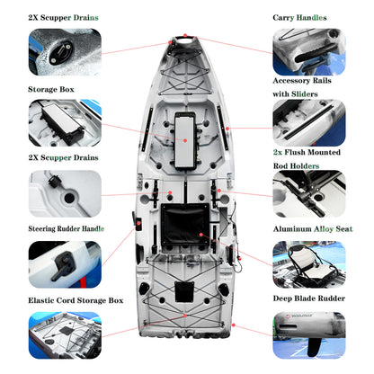 WIN.MAX "9' Modular Kayak" - Portable smoke gray kayak for fishing and leisure, including paddles and seat