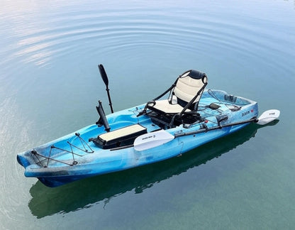 WIN.MAX "9' Modular Kayak" - Portable blue-gray kayak for fishing and leisure, including paddles and seat