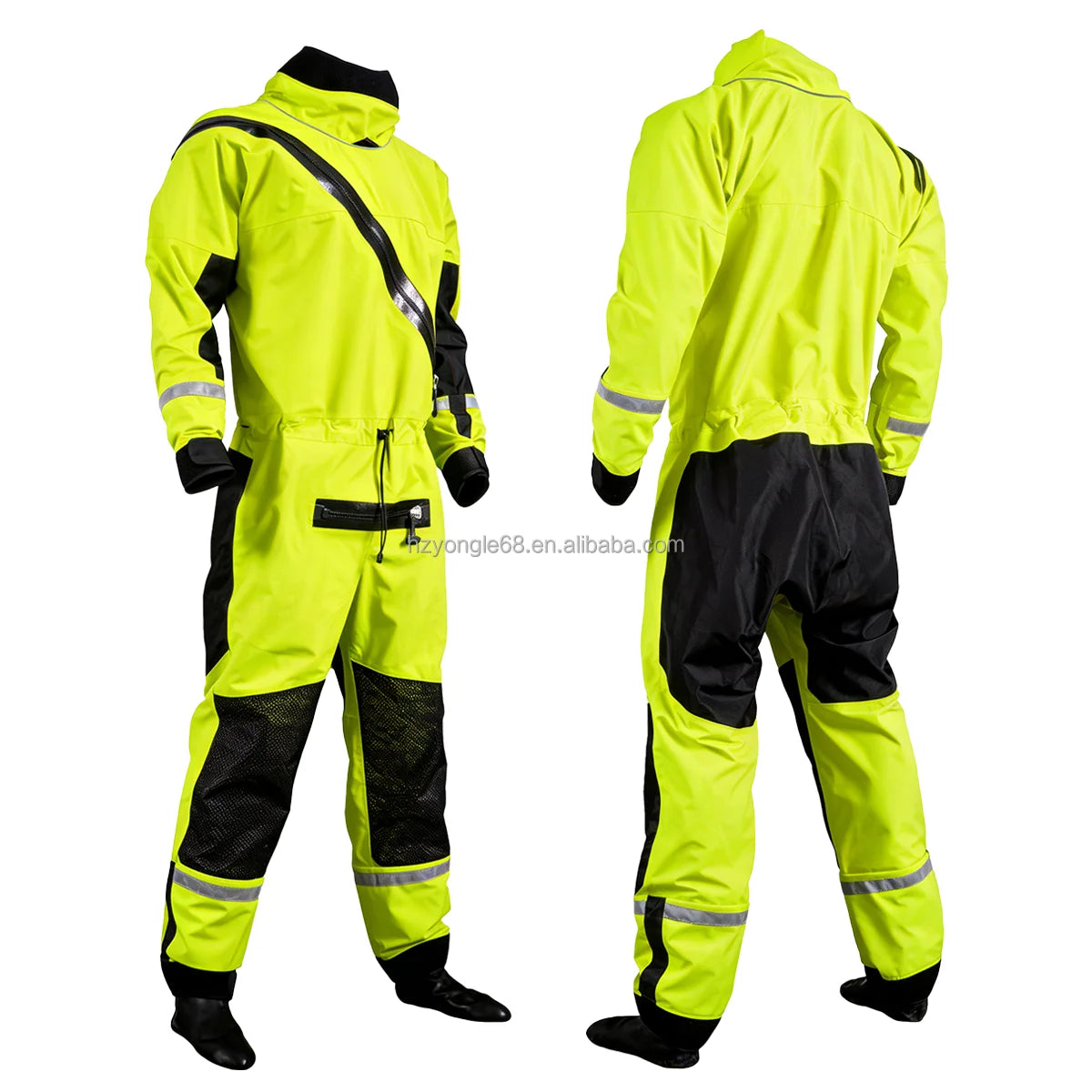 Breathable Pro Rescue Drysuit Lightweight Waterproof with Kevlar Knees SI-TECH Seals & Chest Zip Front Logo Nylon Oxford Lining
