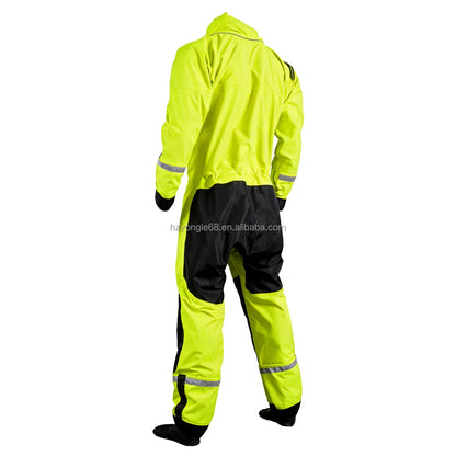 Breathable Pro Rescue Drysuit Lightweight Waterproof with Kevlar Knees SI-TECH Seals & Chest Zip Front Logo Nylon Oxford Lining