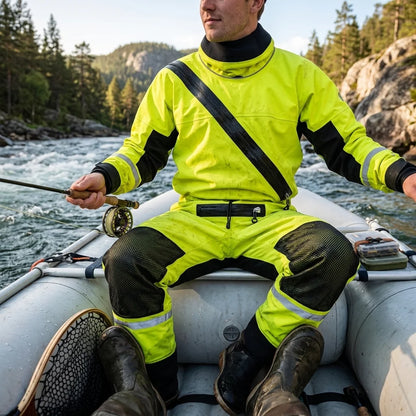 Breathable Pro Rescue Drysuit Lightweight Waterproof with Kevlar Knees SI-TECH Seals & Chest Zip Front Logo Nylon Oxford Lining