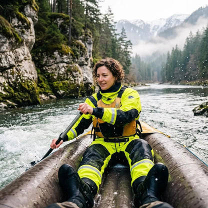 Breathable Pro Rescue Drysuit Lightweight Waterproof with Kevlar Knees SI-TECH Seals & Chest Zip Front Logo Nylon Oxford Lining