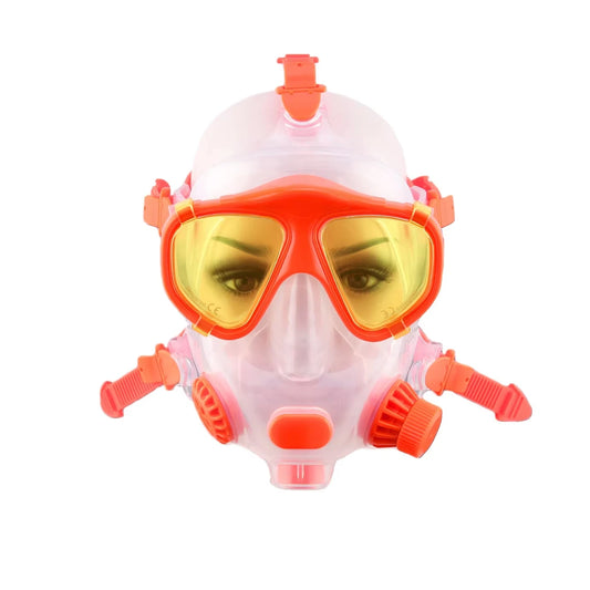 Breathing Full Face Snorkel Mask Adjustable 180 Clear View Waterproof Tempered Glass Lenses Compatible SMACO Scuba Tanks