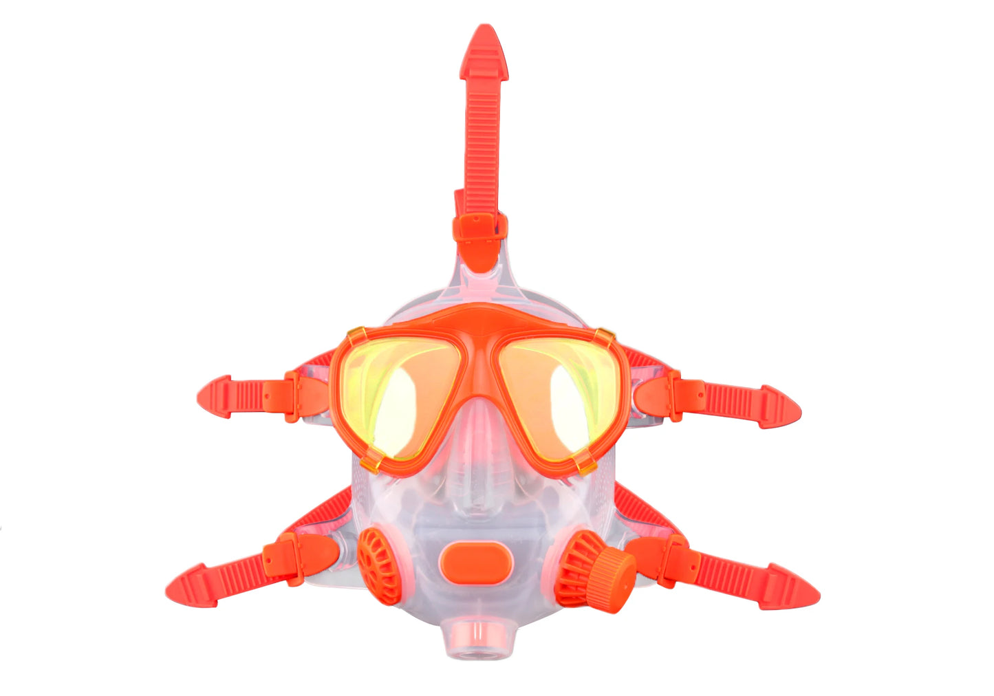 Breathing Full Face Snorkel Mask Adjustable 180 Clear View Waterproof Tempered Glass Lenses Compatible SMACO Scuba Tanks