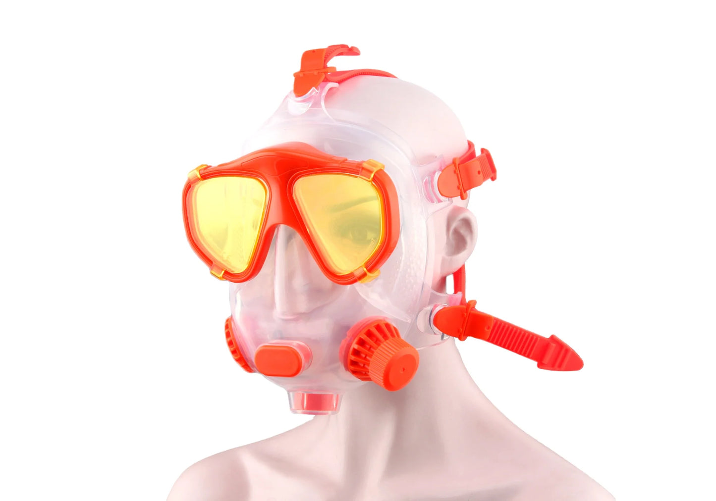 Breathing Full Face Snorkel Mask Adjustable 180 Clear View Waterproof Tempered Glass Lenses Compatible SMACO Scuba Tanks