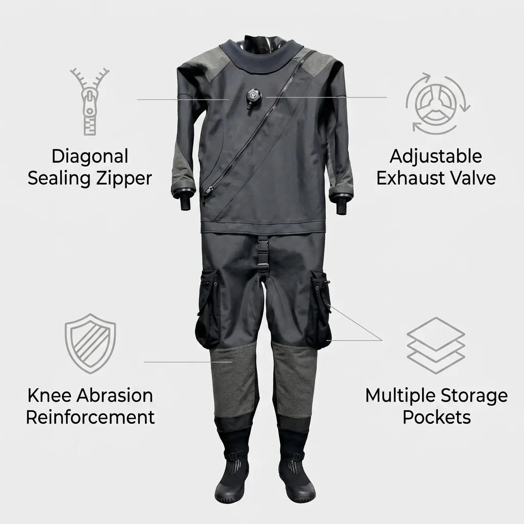 Bulk Buy Custom Fit Drysuit Factory Direct Unisex Plus Size Lightweight Breathable Waterproof for Professional Divers