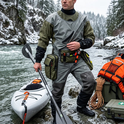 Custom Rescue Drysuit Waterproof Lightweight Trilaminate Full Sleeve Kevlar Knee Protection SI-TECH Wrist/Neck Seals Chest