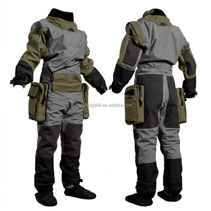 Custom Rescue Drysuit Waterproof Lightweight Trilaminate Full Sleeve Kevlar Knee Protection SI-TECH Wrist/Neck Seals Chest