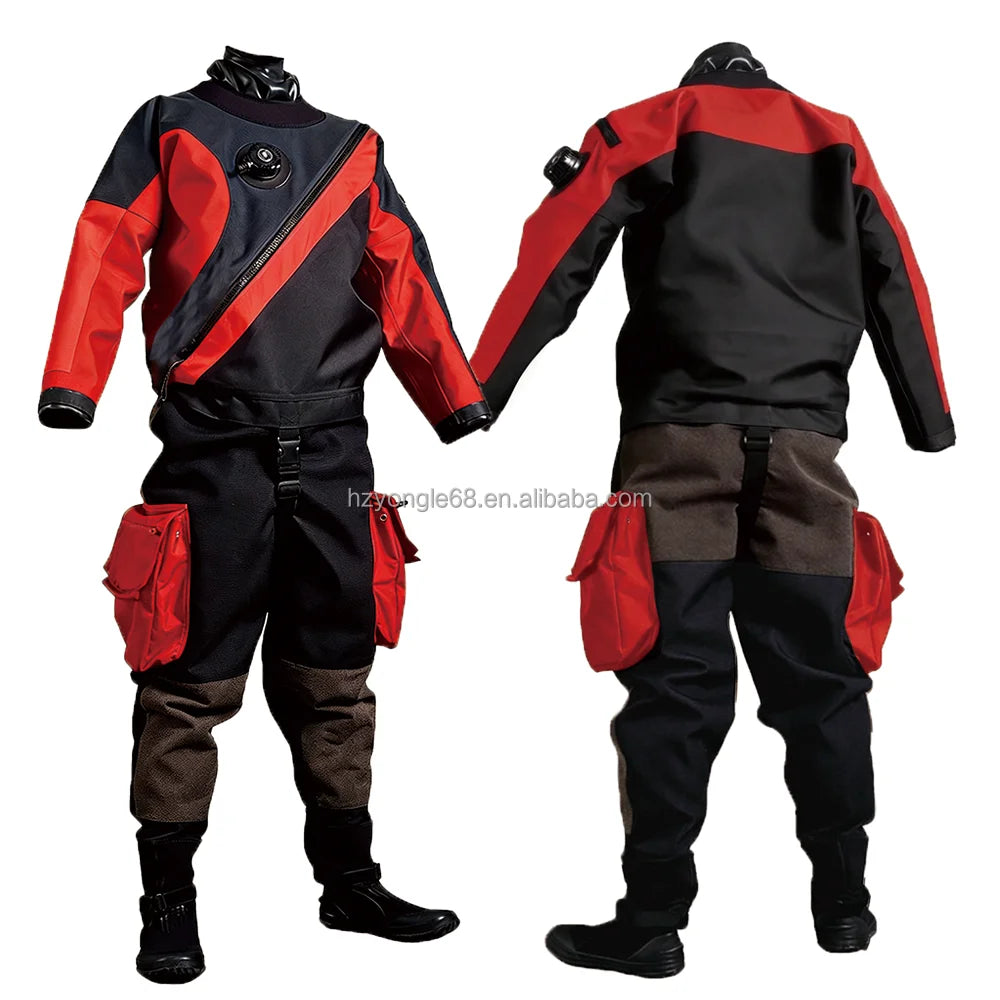 Factory Direct Lightweight Trilaminate Dry Suit Commercial Recreational Diving Waterproof Full Sleeve Nylon Oxford Front