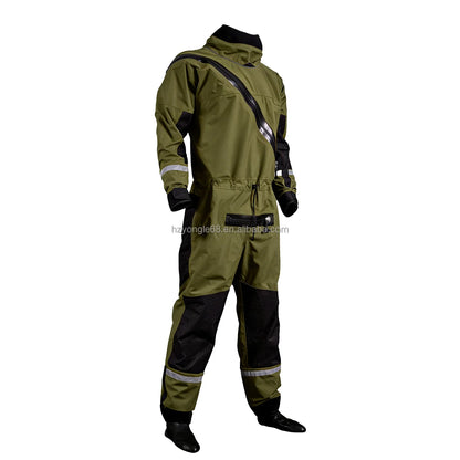 Fire & Rescue Drysuit Flame-Resistant, 3-Layer Waterproof Fabric for Dual-Purpose Water/Firefighter Protection