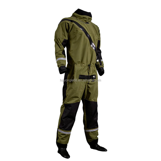 Fire & Rescue Drysuit Flame-Resistant, 3-Layer Waterproof Fabric for Dual-Purpose Water/Firefighter Protection