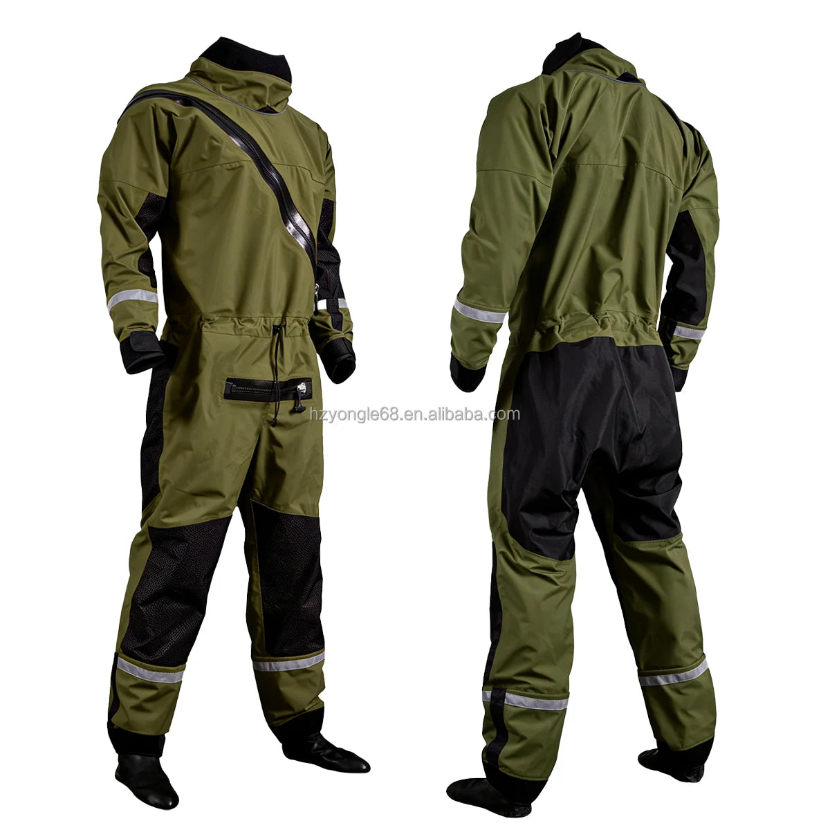 Fire & Rescue Drysuit Flame-Resistant, 3-Layer Waterproof Fabric for Dual-Purpose Water/Firefighter Protection