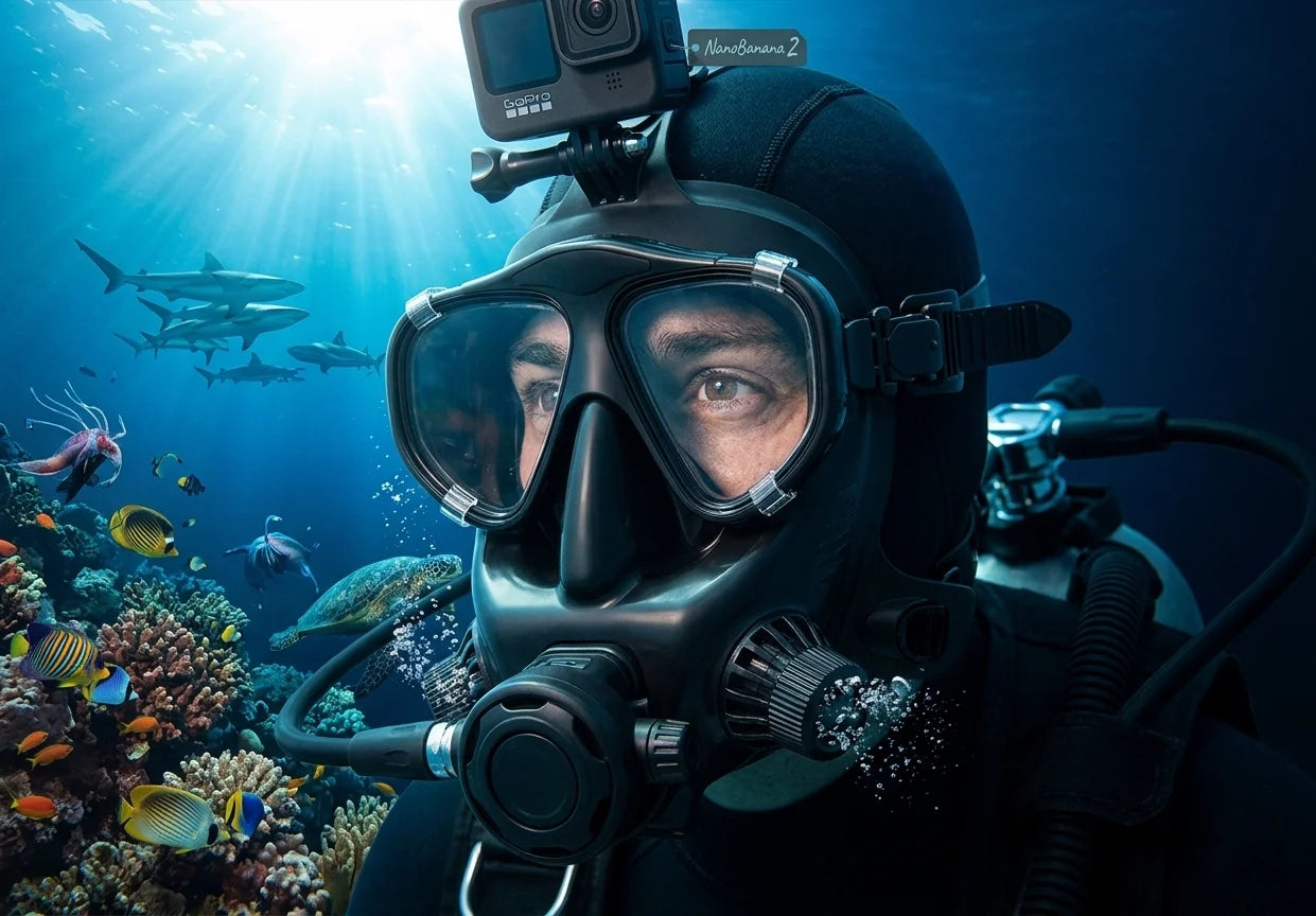 Full Face Silicone Dive Mask 180 Panoramic View Camera Mount Compatible SMACO 1L/1.9L Mini Scuba Tanks Diving Snorkeling