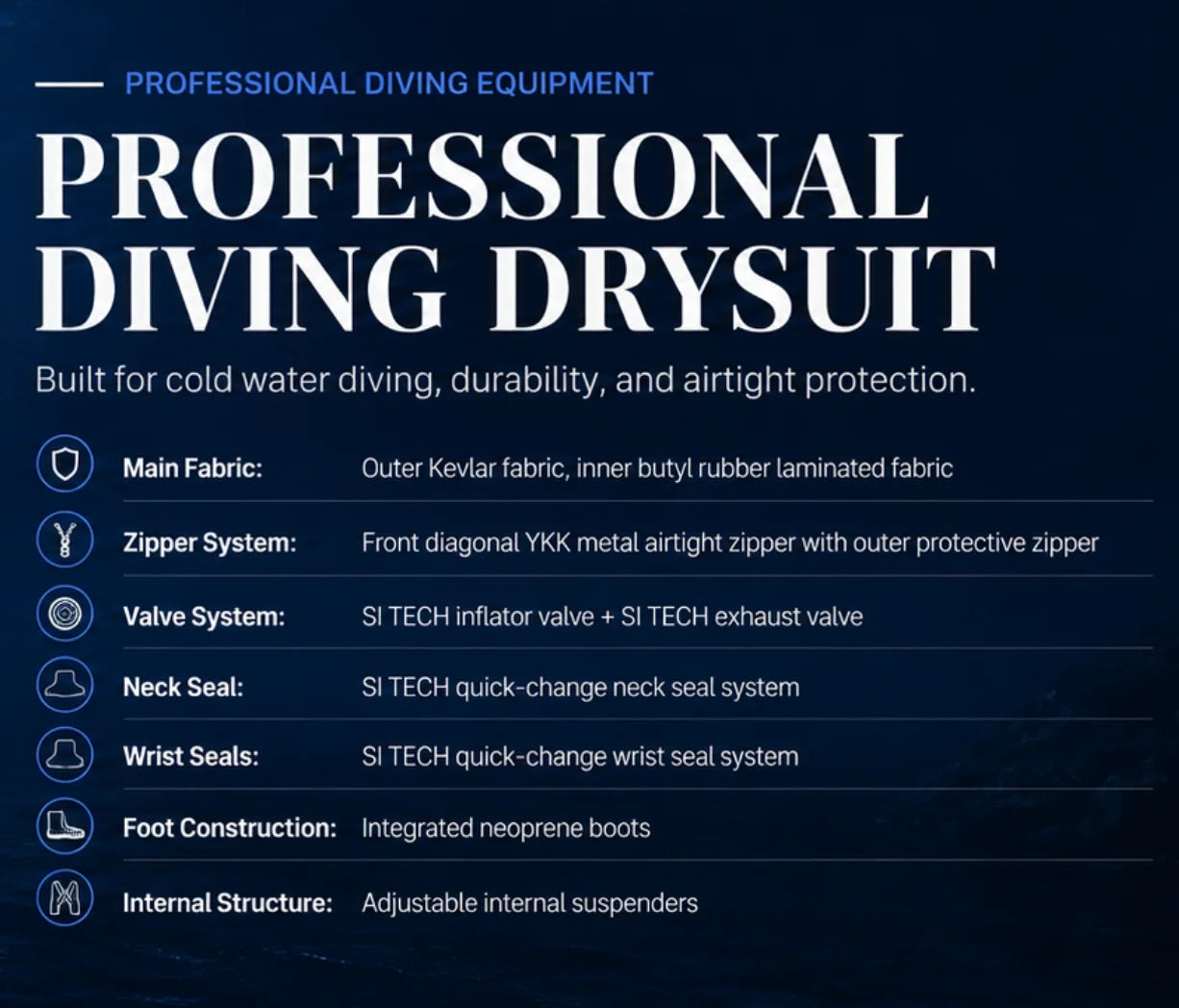 Lightweight 0.6mm Trilaminate Drysuit Custom Waterproof Diving Rescue & Watersports Suits Factory Drysuit