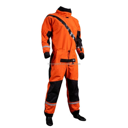 Lightweight Pro Rescue Drysuit Waterproof with Kevlar Knee SI-TECH Seals & Chest Zipper Front Logo Nylon Oxford Lining