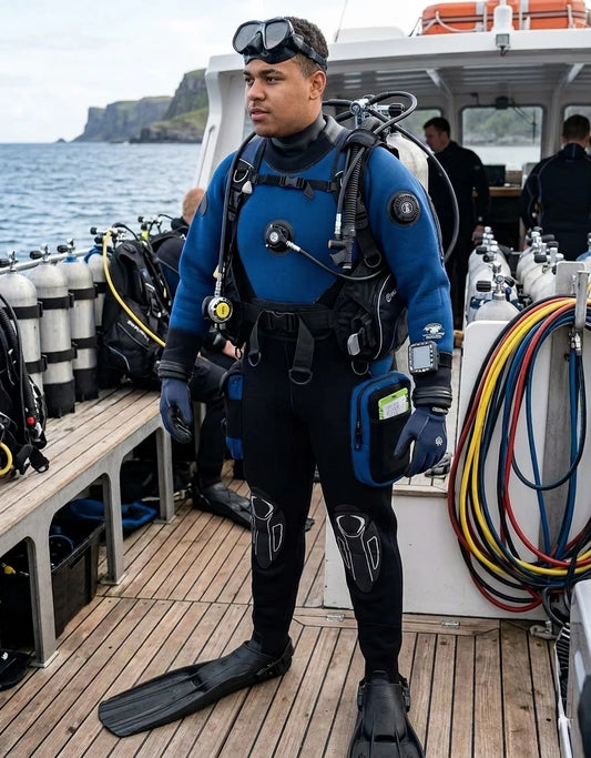 5mm Neoprene Cold Water Diving Drysuit - Back Zipper Design, Brandable Logo Patch, Knee Armor, Functional Pockets
