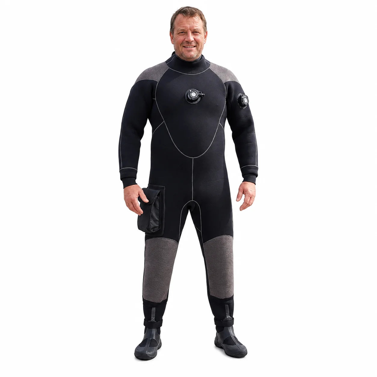 5mm Neoprene Waterproof Drysuit for Cold Water Diving - Back Zipper,Customizable Front Logo, Knee Pads Utility Pockets