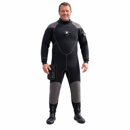 5mm Neoprene Waterproof Drysuit for Cold Water Diving - Back Zipper,Customizable Front Logo, Knee Pads Utility Pockets