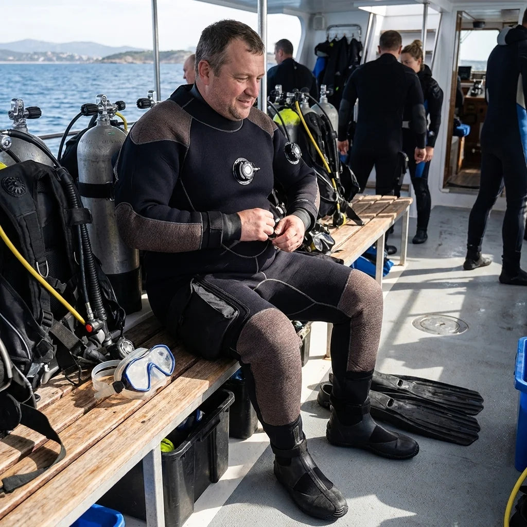 5mm Neoprene Waterproof Drysuit for Cold Water Diving - Back Zipper,Customizable Front Logo, Knee Pads Utility Pockets