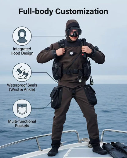 Customization Full Coverage Kevlar Outer Layer Diving Drysuits for Diving Rescue & Technical Diving