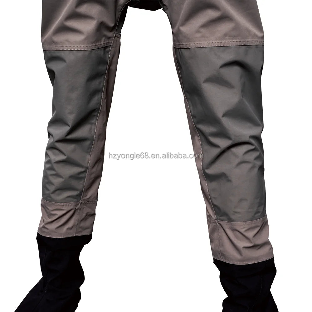 Ergonomic Trilaminate Lightweight Drysuit Front Diagonal Plastic Waterproof Zipper Waist Strap Suspenders Seamless