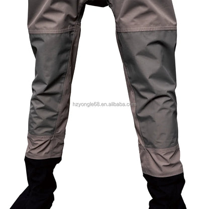 Ergonomic Trilaminate Lightweight Drysuit Front Diagonal Plastic Waterproof Zipper Waist Strap Suspenders Seamless