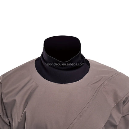 Ergonomic Trilaminate Lightweight Drysuit Front Diagonal Plastic Waterproof Zipper Waist Strap Suspenders Seamless