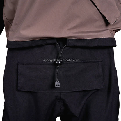 Men's Kayak Drysuit Front Logo Lightweight Chest Zip Plastic Waterproof Waist Strap Suspenders Sailing Canoe