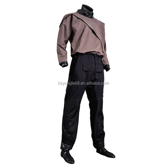 Men's Kayak Drysuit Front Logo Lightweight Chest Zip Plastic Waterproof Waist Strap Suspenders Sailing Canoe