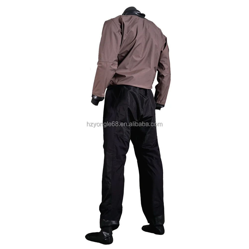 Men's Kayak Drysuit Front Logo Lightweight Chest Zip Plastic Waterproof Waist Strap Suspenders Sailing Canoe