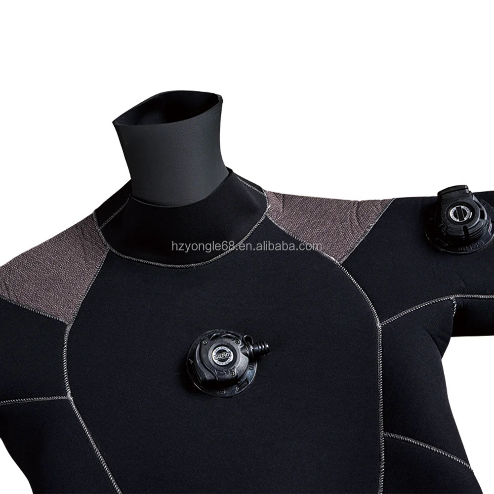 Waterproof 5mm Neoprene Cold Water Diving Drysuit with Chest Zipper Front Logo Knee Pads Pockets