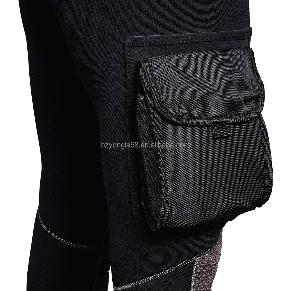 Waterproof 5mm Neoprene Cold Water Diving Drysuit with Chest Zipper Front Logo Knee Pads Pockets