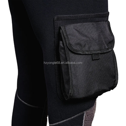 Waterproof 5mm Neoprene Cold Water Diving Drysuit with Chest Zipper Front Logo Knee Pads Pockets