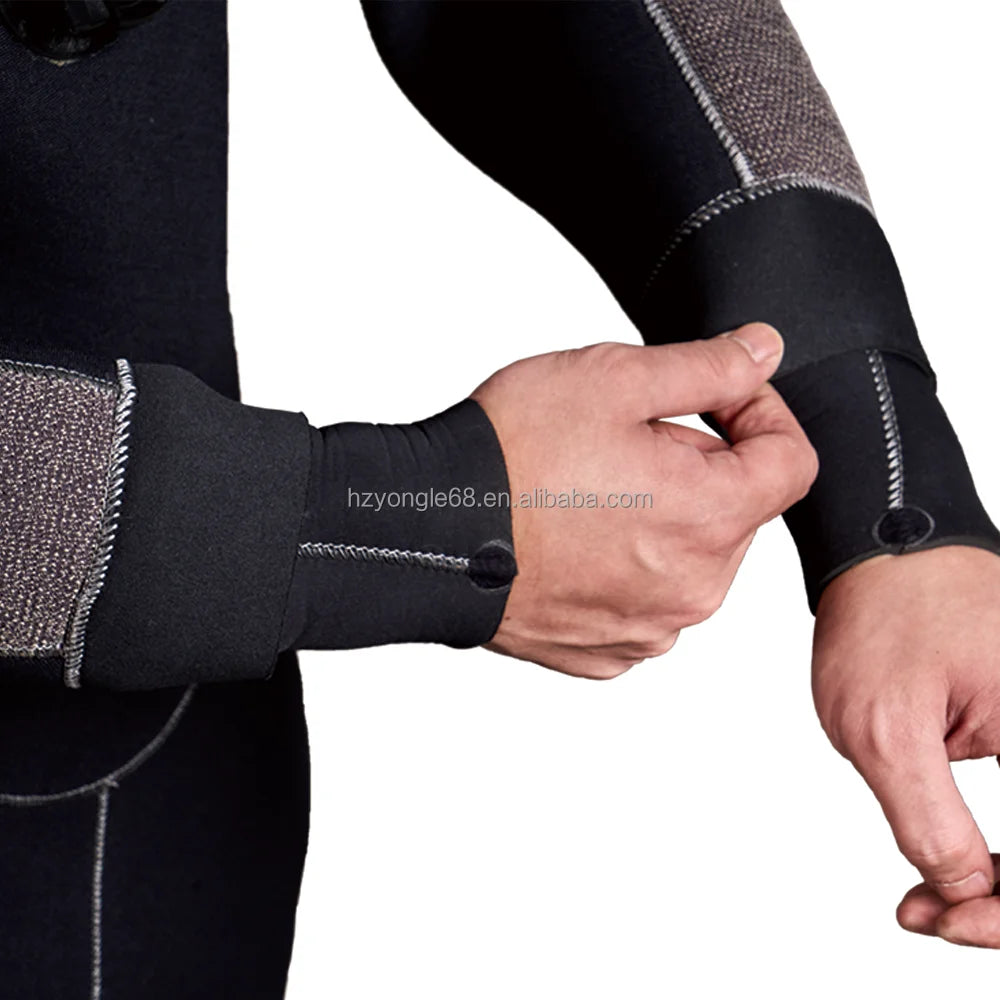 Waterproof 5mm Neoprene Cold Water Diving Drysuit with Chest Zipper Front Logo Knee Pads Pockets